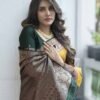 Yellow Banarasi Silk Woven Saree - Image 8