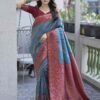 Blue Banarasi Silk Woven Saree
