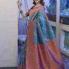 Blue Banarasi Silk Woven Saree - Image 2
