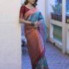 Blue Banarasi Silk Woven Saree - Image 5