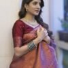 Blue Banarasi Silk Woven Saree - Image 3