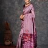 Mauve Banarasi Silk Woven Saree - Image 4