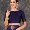 Blue Banarasi Silk Woven Saree - Image 5