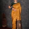 Yellow Banarasi Silk Woven Saree