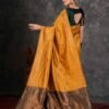 Yellow Banarasi Silk Woven Saree - Image 3