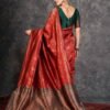 Maroon Banarasi Silk Woven Saree With Tassels - Image 3