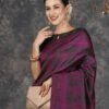 Magenta Silk Woven Banarasi Saree - Image 2