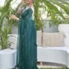 Rama Green Chiffon Zari Plain Saree - Image 4