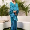 Blue Cotton Printed Saree - Image 3