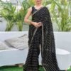 Black Georgette Sequence Saree
