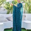 Rama Blue Georgette Sequence Saree - Image 5
