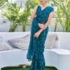 Rama Blue Georgette Sequence Saree - Image 4