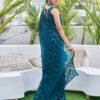 Rama Blue Georgette Sequence Saree - Image 3