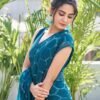 Rama Blue Georgette Sequence Saree - Image 2