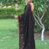 Black Georgette Sequence Embroidery Saree - Image 3