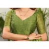 Olive Green Chiffon Printed Saree - Image 6