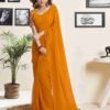 Turmeric Yellow Georgette Plain Saree - Image 3