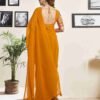 Turmeric Yellow Georgette Plain Saree - Image 4