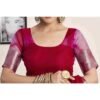 Red Organza Printed Woven Saree - Image 6