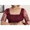 Maroon Organza Printed Woven Saree - Image 6