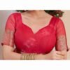 Dark Pink Organza Printed Woven Saree - Image 7
