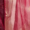 Dark Pink Organza Printed Woven Saree - Image 8