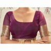Deep Purple Organza Printed Woven Saree - Image 7