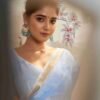 Blue Organza Printed Woven Saree - Image 7