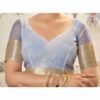 Blue Organza Printed Woven Saree - Image 8