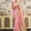 Light Pink Organza Printed Woven Saree - Image 2