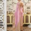Light Pink Organza Printed Woven Saree - Image 5