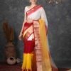 Yellow Organza Plain Woven Saree