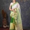 Green Organza Plain Woven Saree