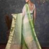 Green Organza Plain Woven Saree - Image 3