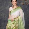 Green Organza Plain Woven Saree - Image 4