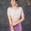 Purple Chiffon Plain Jimmy Choo Saree - Image 7