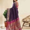 Dark Purple Silk Woven Paithani Saree - Image 4