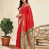 Red Silk Woven Paithani Saree - Image 2