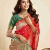 Red Silk Woven Paithani Saree - Image 5