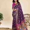 Dark Purple Silk Woven Paithani Saree