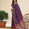 Dark Purple Silk Woven Paithani Saree - Image 2