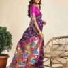 Dark Purple Silk Woven Paithani Saree - Image 4