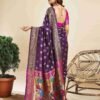 Dark Purple Silk Woven Paithani Saree - Image 5