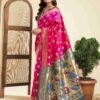 Magenta Silk Woven Paithani Saree - Image 2