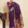 Dark Purple Silk Woven Paithani Saree - Image 4