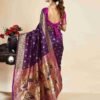 Dark Purple Silk Woven Paithani Saree - Image 5