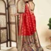 Red Silk Woven Paithani Saree - Image 4