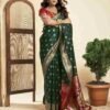 Dark Green Silk Woven Paithani Saree - Image 3