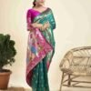 Teal Green Silk Woven Paithani Saree - Image 3