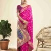 Magenta Silk Woven Paithani Saree - Image 3